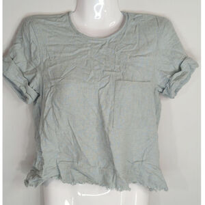 Trafaluc‎ Collection Zara Mint Blue Top Women's XS Raw Hem Button Back Blouse
